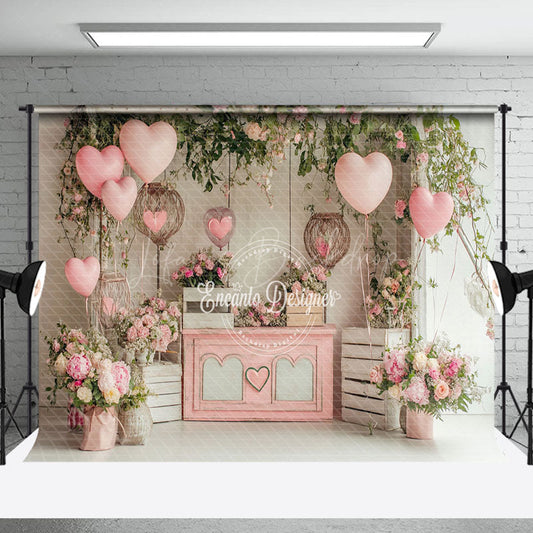Lofaris Romantic Retro Pink Balloons Valentines Day Backdrop