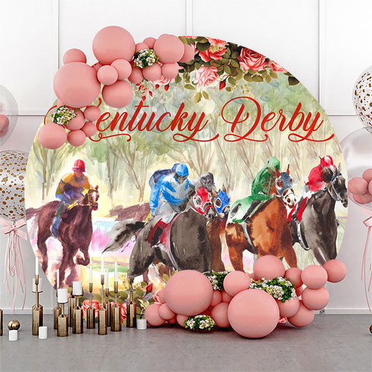 Lofaris Romantic Rose Horse Racing Round Kentucky Derby Backdrop