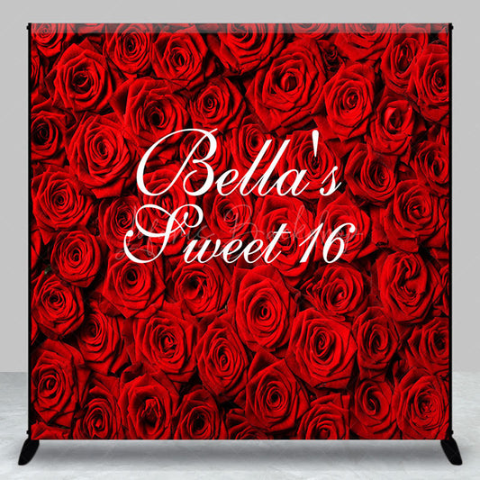 Lofaris Romantic Rose Sweet 16 Custom Name Birthday Backdrop