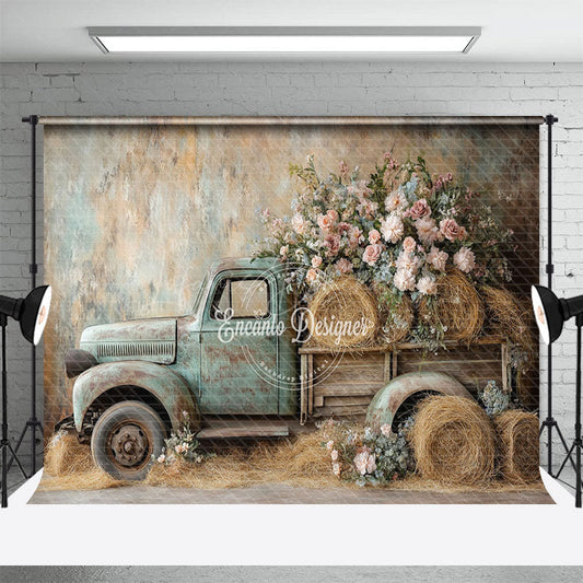 Lofaris Romantic Spring Truck Floral Photography Backdrop