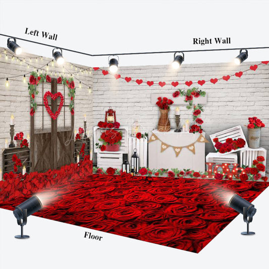 Lofaris Rose Floor Romantic Valentines Vibe Room Set Backdrop