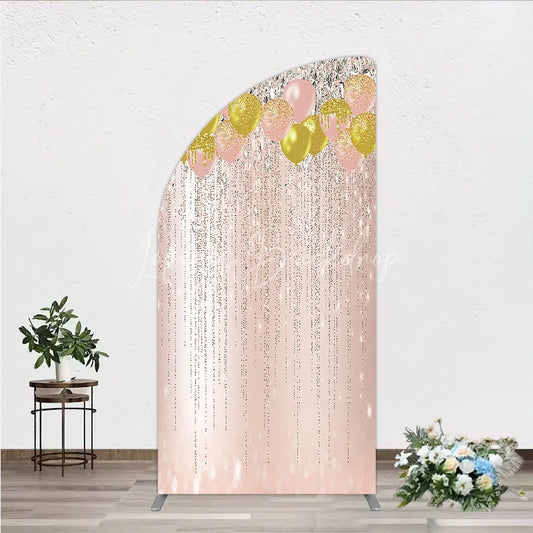 Lofaris Rose Gold and Glitter Balloons Half Moon Arch Backdrop Sparkling Diamond Elegant Party Celebration
