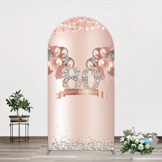 Lofaris Rose Gold Balloon Glitter 80th Birthday Arch Backdrop