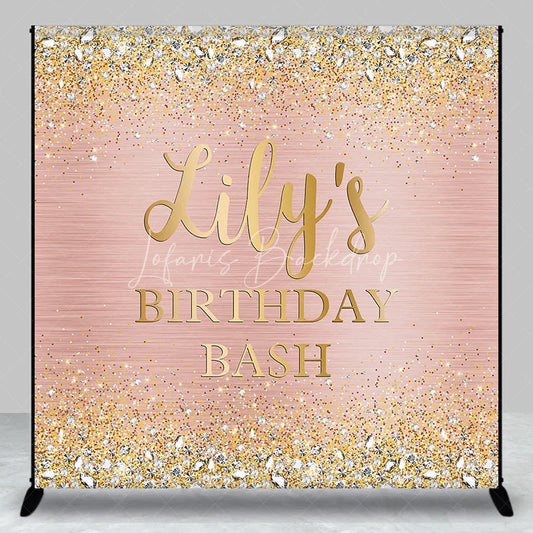 Lofaris Rose Gold Glitter and Diamond Custom Birthday Backdrop Personalized Party Bash Decor