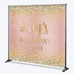 Lofaris Rose Gold Glitter and Diamond Custom Birthday Backdrop Personalized Party Bash Decor