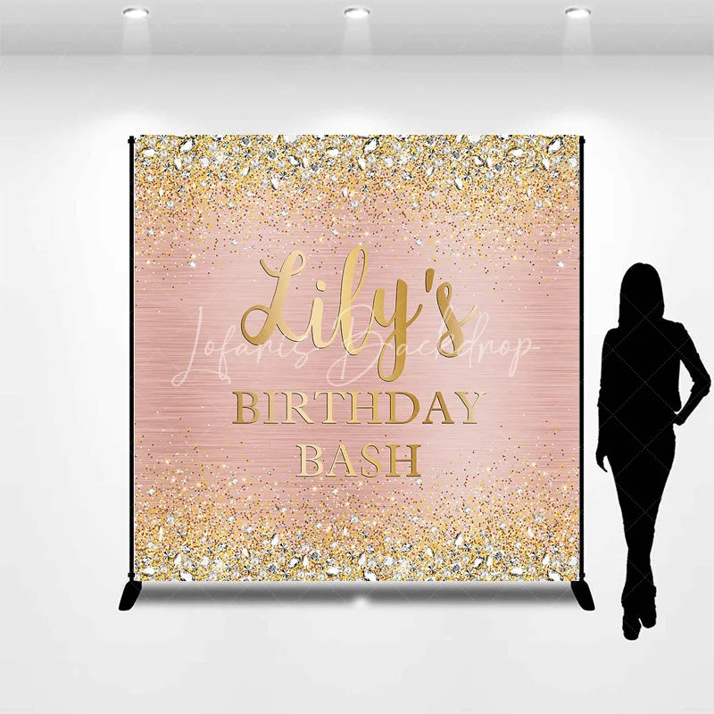 Lofaris Rose Gold Glitter and Diamond Custom Birthday Backdrop Personalized Party Bash Decor