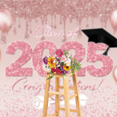 Lofaris Rose Gold Glitter Balloons Congrats Grad Backdrop