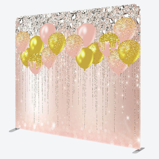Lofaris Rose Gold Glitter Balloons Pillow Cover Backdrop