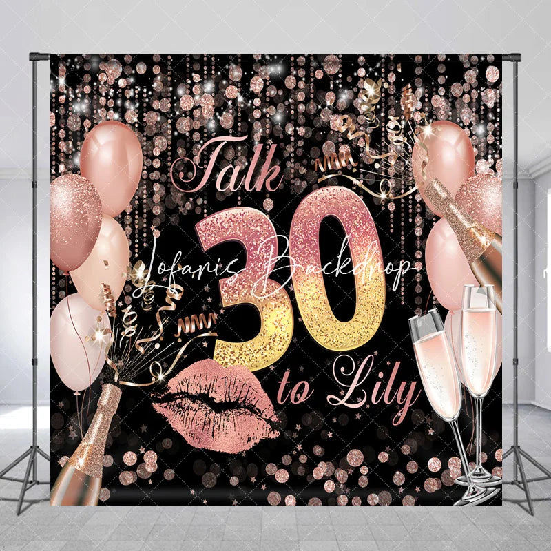 Lofaris Rose Gold Glitter Champagne 30th Birthday Custom Backdrop Elegant Party Celebration Decor