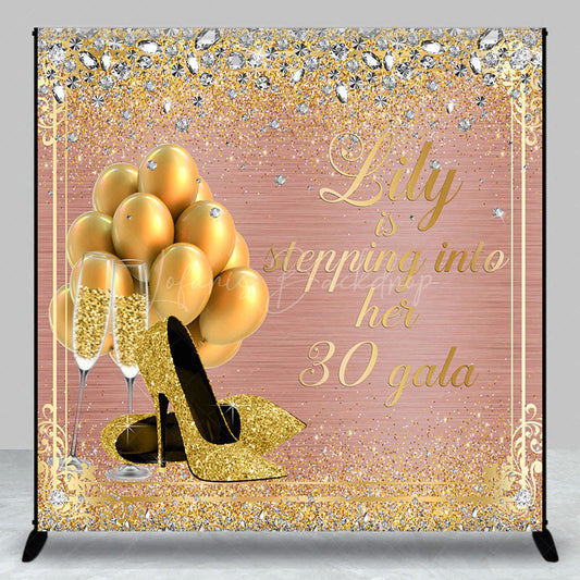 Lofaris Rose Gold Glitter Custom Name 30th Birthday Backdrop