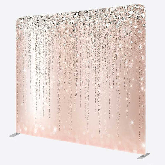 Lofaris Rose Gold Glitter Diamonds Tension Fabric Backdrop