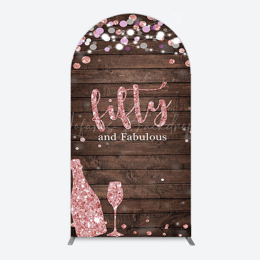 Lofaris Rose Gold Glitter Fifty Fabulous Wood Arch Backdrop