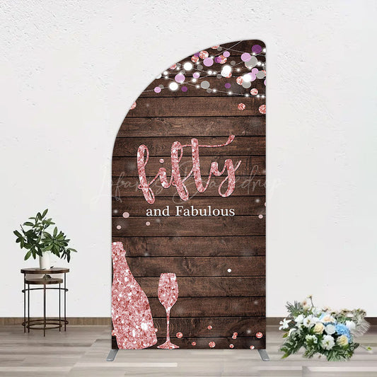 Lofaris Rose Gold Glitter Fifty Fabulous Wood Half Moon Arch Backdrop
