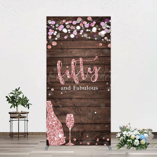 Lofaris Rose Gold Glitter Fifty Fabulous Wood Rectangle Backdrop