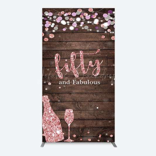 Lofaris Rose Gold Glitter Fifty Fabulous Wood Rectangle Backdrop