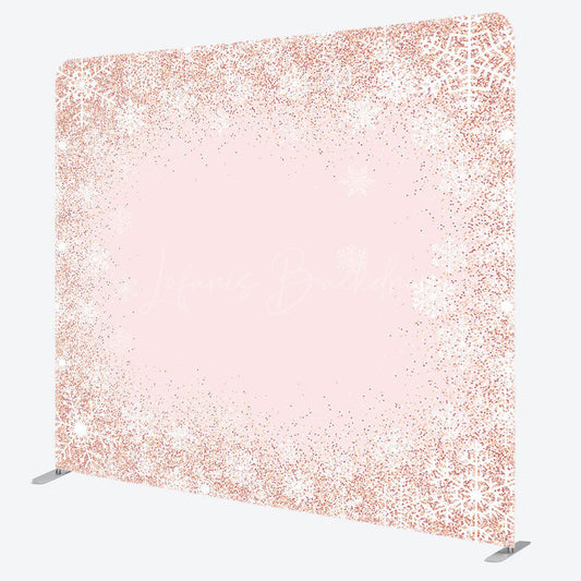 Lofaris Rose Gold Glitter Snowflake Winter Square Backdrop