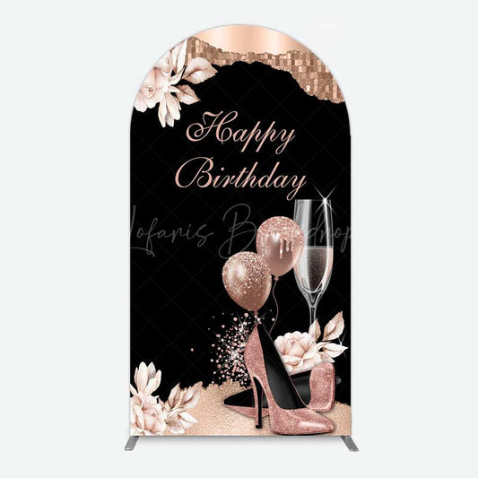 Lofaris Rose Gold High Heels Happy Birthday Arch Backdrop