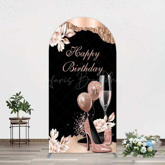 Lofaris Rose Gold High Heels Happy Birthday Arch Backdrop