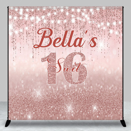 Lofaris Rose Gold Lighted Custom Name Sweet 16 Backdrop