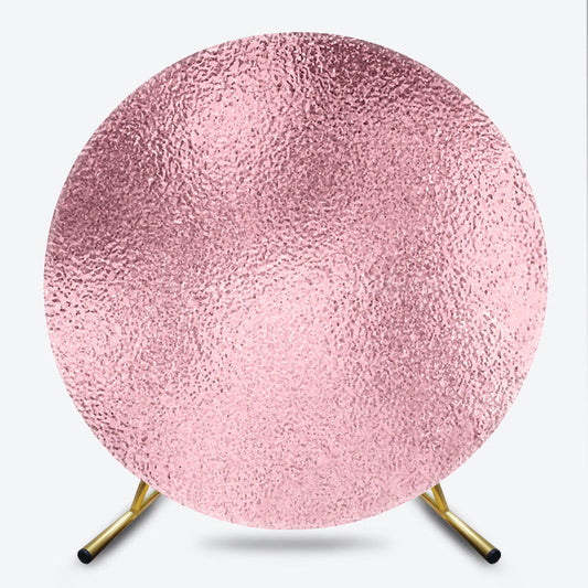 Lofaris Rose Gold Metallic Foil Texture Round Backdrop Kit Elegant Pink Glitter for Birthday Wedding or Bachelorette