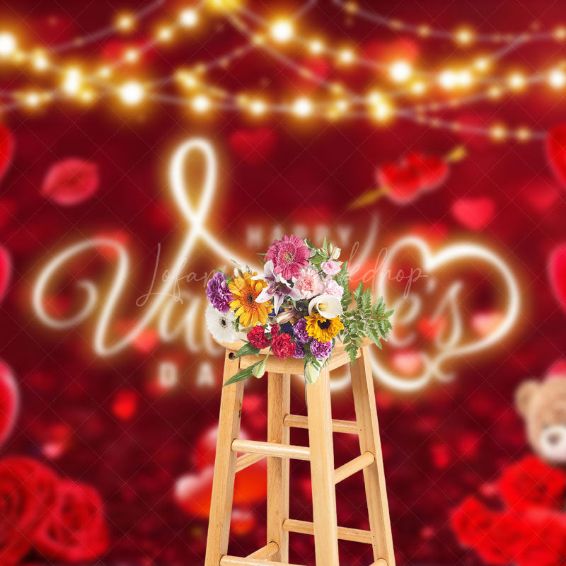 Lofaris Rose Hearts Balloon Lighted Valentines Day Backdrop