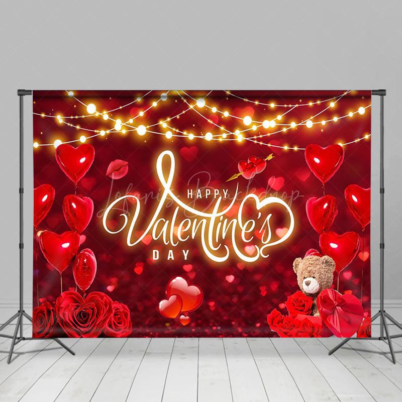 Lofaris Rose Hearts Balloon Lighted Valentines Day Backdrop