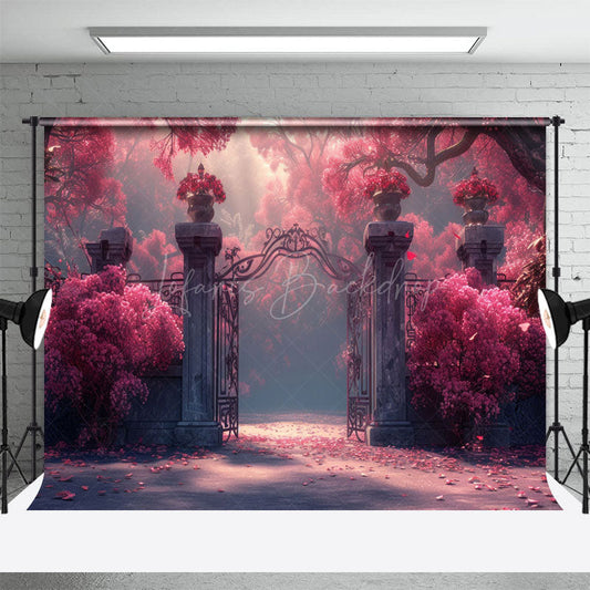 Lofaris Rose Red Floral Magic Gate Wedding Photography Backdrop