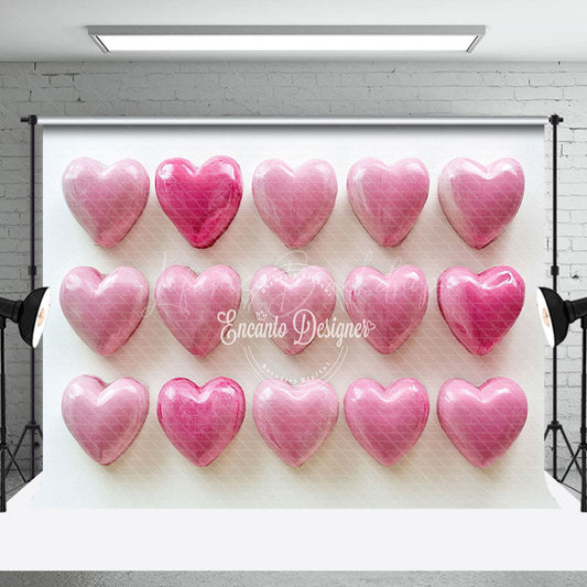 Lofaris Rosy Pink Gradient Valentines Day Hearts Backdrop