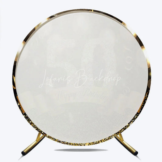 Lofaris Round Backdrop 50th Birthday Gold Diamond Cover Black Balloons Shine Circle Background Adult Milestone Party Decoration