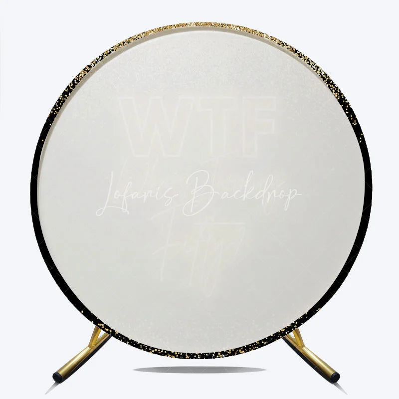 Lofaris Round Backdrop 50th Birthday Gold Glitter Funny WTF Whos Turning Fifty Neon Circle Cover