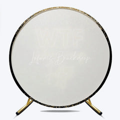 Lofaris Round Backdrop 50th Birthday Gold Glitter Funny WTF Whos Turning Fifty Neon Circle Cover