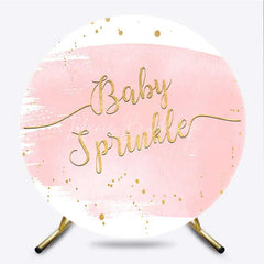 Lofaris Round Backdrop Baby Sprinkle Pink Watercolor and Gold Glitter Background Sweet Girl Shower Decorations