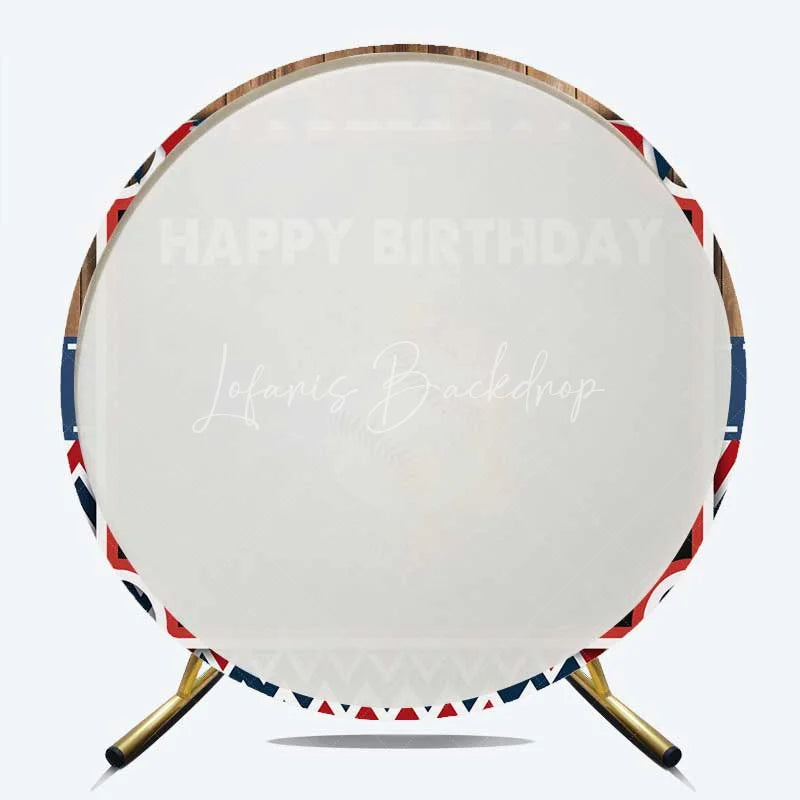 Lofaris Round Backdrop Baseball Happy Birthday Fire and Water Splash Sports Circle Cover