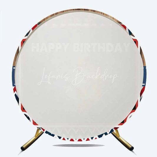 Lofaris Round Backdrop Baseball Happy Birthday Fire and Water Splash Sports Circle Cover