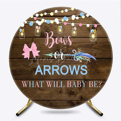 Lofaris Round Backdrop Bows or Arrows Rustic Wood and Mason Jars Gender Reveal Background What Will Baby Be Decor