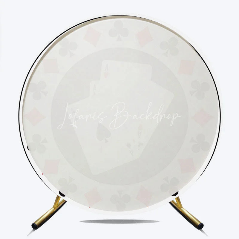 Lofaris Round Backdrop Casino Poker Chip Cover Las Vegas Aces Cards Circle Background Gambler Birthday Party Decoration