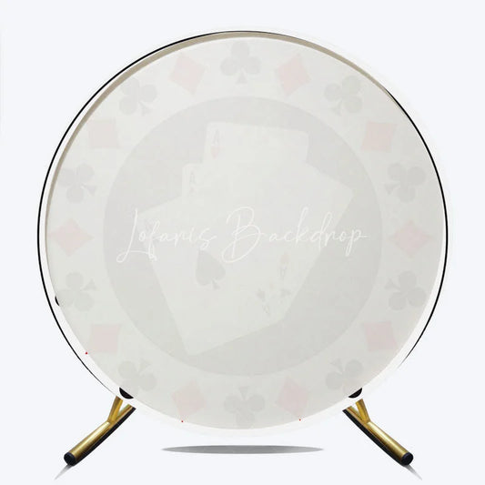 Lofaris Round Backdrop Casino Poker Chip Cover Las Vegas Aces Cards Circle Background Gambler Birthday Party Decoration