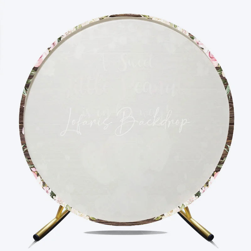 Lofaris Round Backdrop Elephant Baby Shower Pink Floral Wood Background A Sweet Little Peanut