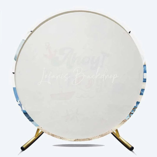 Lofaris Round Backdrop Nautical Ahoy Its A Boy Watercolor Lighthouse Whale Circle Cover