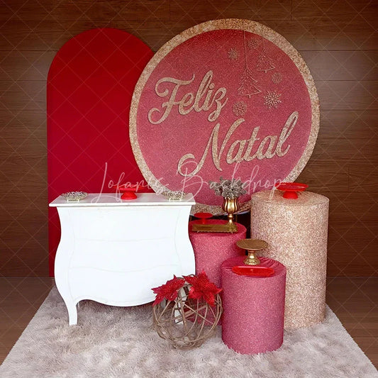 Lofaris Round Backdrop Pink Glitter Feliz Natal Cover Rose Gold Sparkle Christmas Tree Circle Background Holiday Party Prop