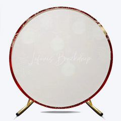 Lofaris Round Backdrop Red Christmas Gold Baubles Winter Xmas Snowflakes Sparkle Circle Cover