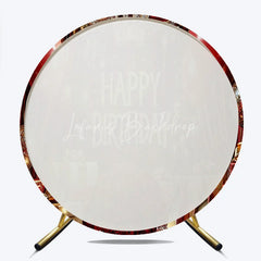 Lofaris Round Backdrop Royal Red and Gold Happy Birthday Crown Balloons Rose Party Supplies