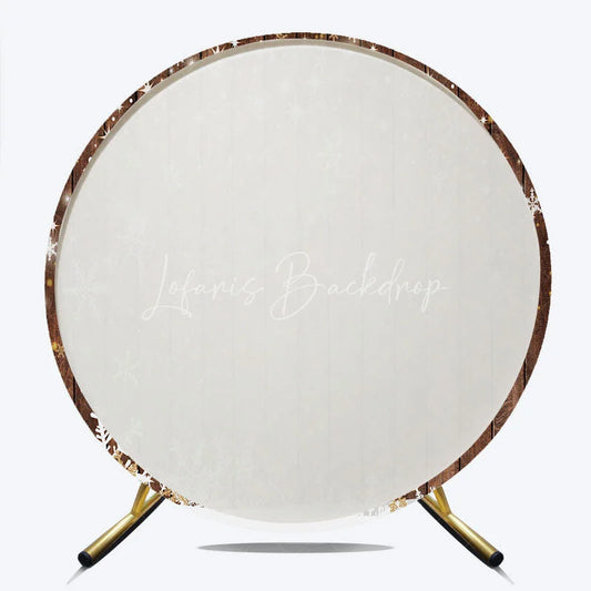 Lofaris Round Backdrop Rustic Wood Winter Snow White Snowflake Stars Circle Background Christmas Holiday Party Decoration