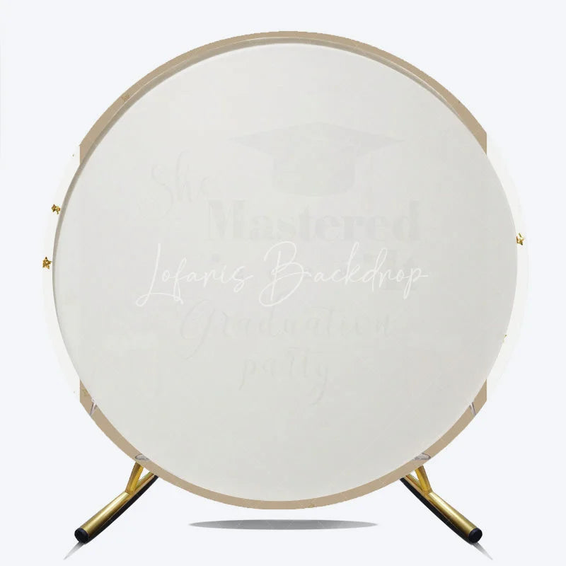 Lofaris Round Backdrop She Mastered It Graduation Party 2026 Background Class of Celebration Decorations
