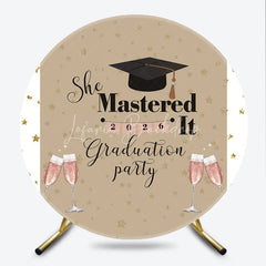 Lofaris Round Backdrop She Mastered It Graduation Party 2026 Background Class of Celebration Decorations