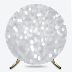 Lofaris Round Backdrop Silver Bokeh Glitter Spots Abstract White Shining Dots Circle Cover