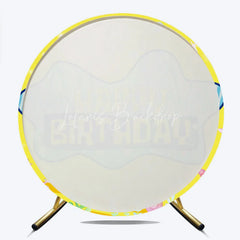 Lofaris Round Backdrop Underwater Cartoon Yellow Cover Blue Ocean Bubble Starfish Circle Background Kids Birthday Party Prop