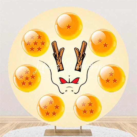 Lofaris Round Beige Fantasy Dragon Backdrop Magical Star Spheres Birthday Party Decoration for Kids and Baby Shower