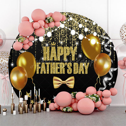 Lofaris Round Black Gold Balloons Happy Fathers Day Backdrop