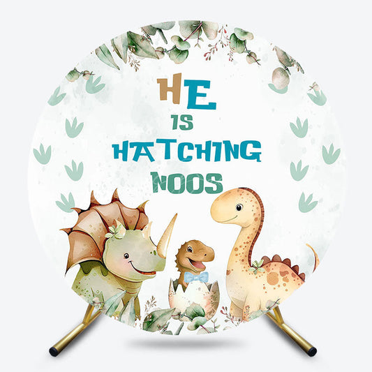 Lofaris Round Dinosaur Hatching Noos Baby Shower Backdrop